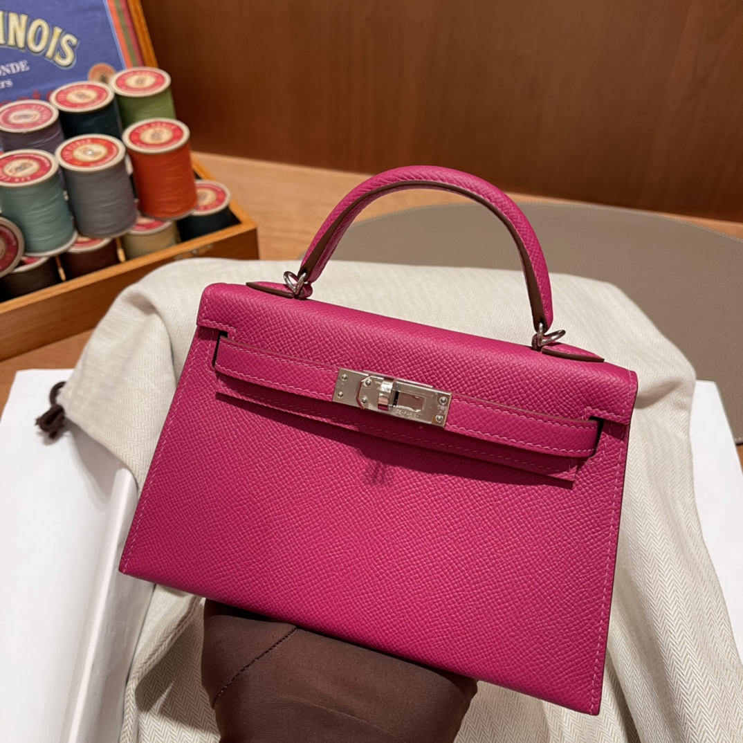 에르메스 미니 켈리백19 립스틱 은장 앱송